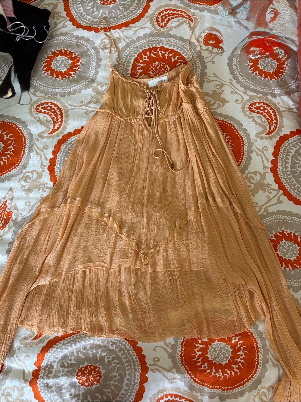 Zara Apricot Tie-Front Peasant Blouse